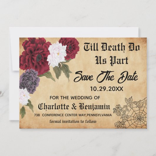  Gothic Halloween Wedding Save the Date (Voorkant)