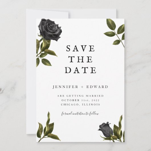 Gothic Halloween Wedding Save the Date (Voorkant)