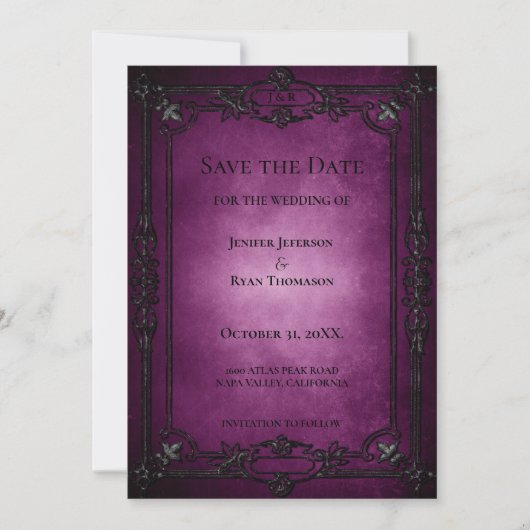 Gothic halloween wedding save the date invitation aankondiging (Voorkant)