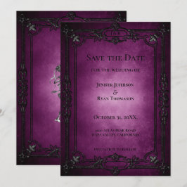 Gothic halloween wedding save the date invitation aankondiging