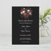 Gothic halloween wedding save the date invitation aankondiging (Staand voorkant)