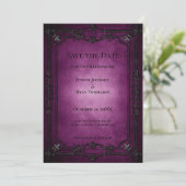 Gothic halloween wedding save the date invitation aankondiging (Staand voorkant)