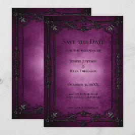 Gothic halloween wedding save the date invitation aankondiging