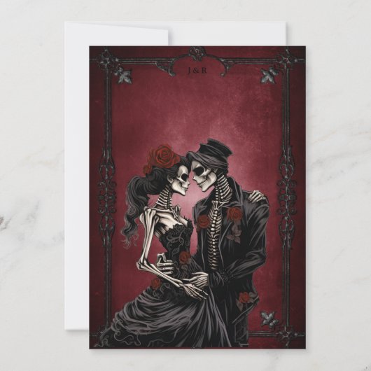 Gothic halloween wedding save the date invitation aankondiging (Achterkant)