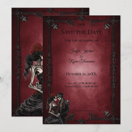Gothic halloween wedding save the date invitation aankondiging