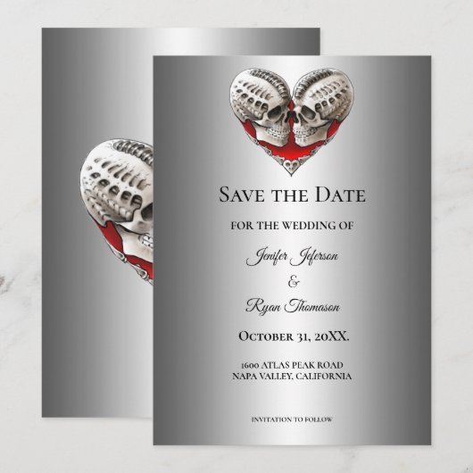 Gothic halloween wedding save the date invitation aankondiging (Voorkant / Achterkant)