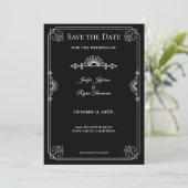 Gothic halloween wedding save the date invitation aankondiging (Staand voorkant)