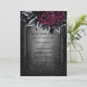 Gothic halloween wedding save the date invitation aankondiging (Staand voorkant)