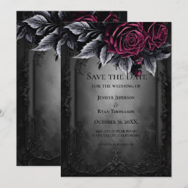 Gothic halloween wedding save the date invitation aankondiging