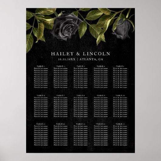 Gothic Halloween Wedding Seating Chart Poster (Voorkant)