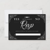 Gothic Halloween Wedding Spirit Board Zwart RSVP Kaartje (Voorkant)