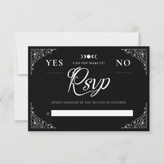 Gothic Halloween Wedding Spirit Board Zwart RSVP Kaartje (Voorkant)