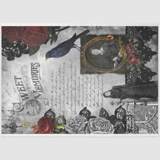 Gothic Halloween weduwe Ephemera Tissuepapier (Voorkant)