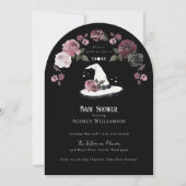 Gothic Halloween White Lace Witch Hat Baby Shower Kaart (Voorkant)