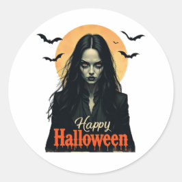 Gothic Halloween Witch Ronde Sticker