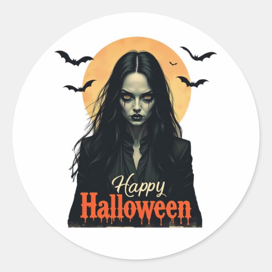 Gothic Halloween Witch Ronde Sticker (Voorkant)