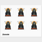 Gothic Halloween Witch Ronde Sticker (Vel)