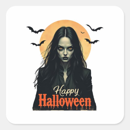 Gothic Halloween Witch Vierkante Sticker (Voorkant)