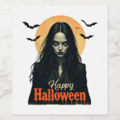 Gothic Halloween Witch Wijn Etiket (Enkel label)