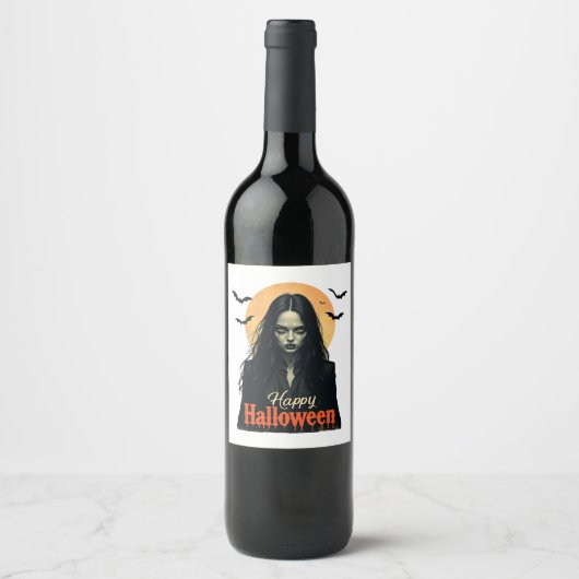Gothic Halloween Witch Wijn Etiket (Voorkant)