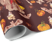 Gothic Halloween Witches Skeletons Patroon Cadeaupapier (Rol Hoek)