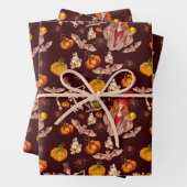 Gothic Halloween Witches Skeletons Patroon Inpakpapier Vel (In situ)