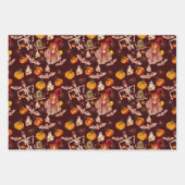 Gothic Halloween Witches Skeletons Patroon Inpakpapier Vel (Voorkant 3)