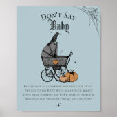 Gothic Halloween Zeg niet Baby Blue Shower Game Poster (Voorkant)