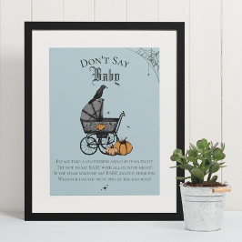 Gothic Halloween Zeg niet Baby Blue Shower Game Poster