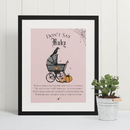 Gothic Halloween Zeg niet Baby Roze Douche Spel Poster