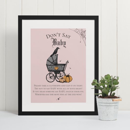 Gothic Halloween Zeg niet Baby Roze Douche Spel Poster