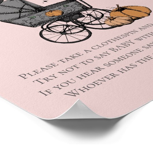 Gothic Halloween Zeg niet Baby Roze Douche Spel Poster (Hoek)