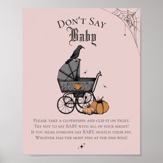 Gothic Halloween Zeg niet Baby Roze Douche Spel Poster (Voorkant)