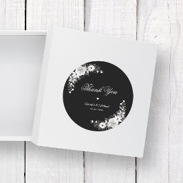 Gothic Halloween Zwart Bloemen Dank u Bruiloft Ronde Sticker