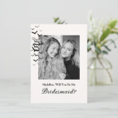 Gothic Halloween Zwarte Vleermuis Bruidsmeisje Fot Kaart (Staand voorkant)