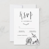 Gothic Hand draw Flowers Skull RSVP-kaart RSVP Kaartje (Voorkant)