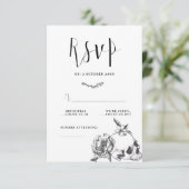 Gothic Hand draw Flowers Skull RSVP-kaart RSVP Kaartje (Staand voorkant)