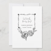 Gothic Hand draw Flowers Skull Save the date Kaart (Achterkant)