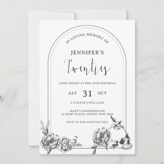 Gothic hand-getekarch 30th Birthday Party Kaart (Voorkant)