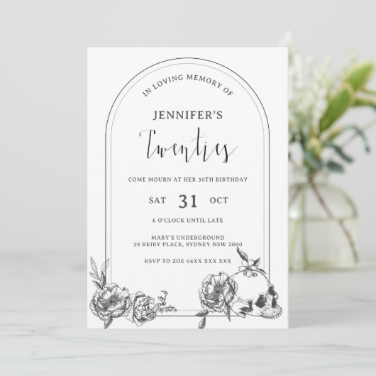 Gothic hand-getekarch 30th Birthday Party Kaart (Staand voorkant)