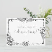 Gothic Hand getekende Flowers Skull-bridesmaidkaar Kaart (Staand voorkant)