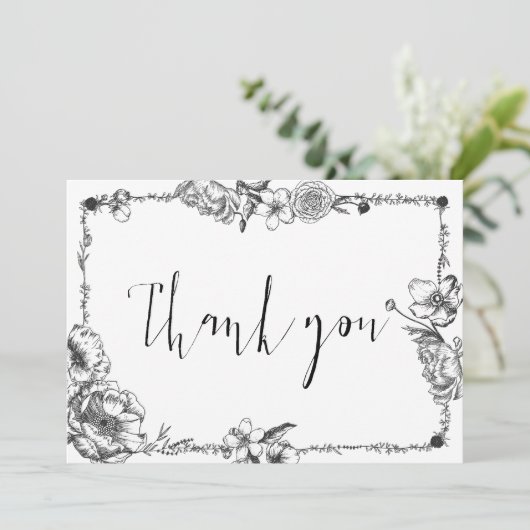 Gothic Hand getekende Flowers Skull-bridesmaidkaar Kaart (Staand voorkant)