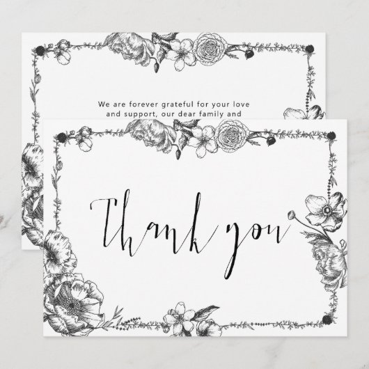 Gothic Hand getekende Flowers Skull-bridesmaidkaar Kaart (Voorkant / Achterkant)