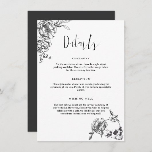 Gothic Hand getrokken Flowers Detail Enclosure Kaa Kaart (Voorkant / Achterkant)