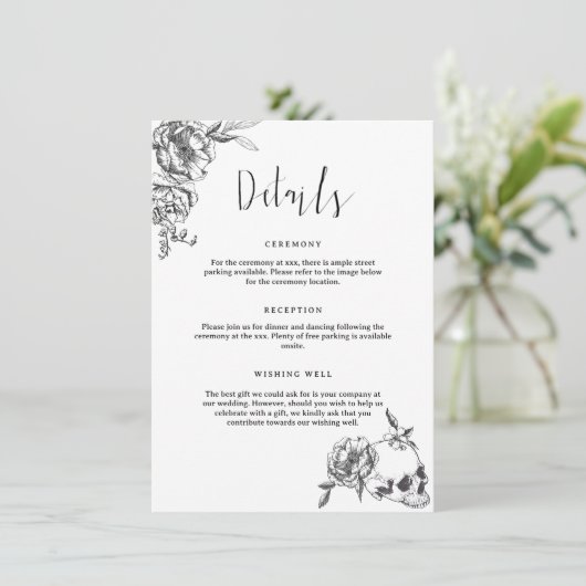 Gothic Hand getrokken Flowers Detail Enclosure Kaa Kaart (Staand voorkant)