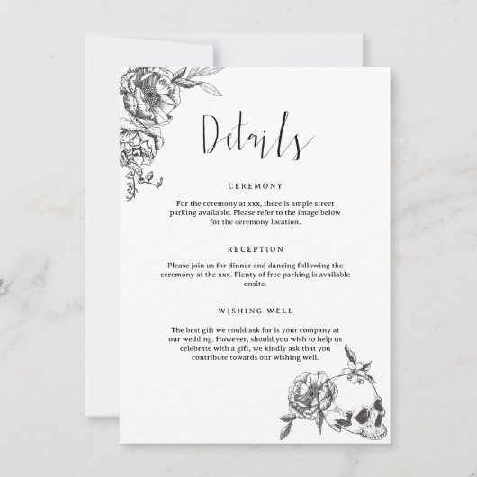 Gothic Hand getrokken Flowers Detail Enclosure Kaa Kaart (Voorkant)