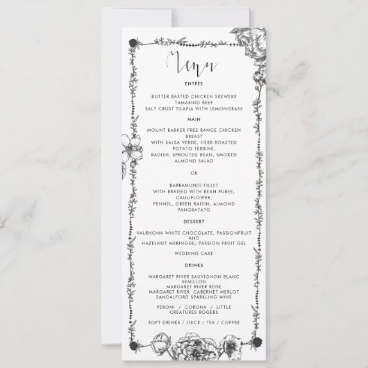 Gothic Hand-getrokken Kaart van het Menu van Bloem (Voorkant)