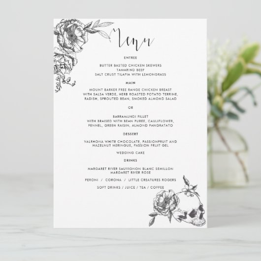 Gothic Hand-getrokken Kaart van het Menu van Bloem (Staand voorkant)