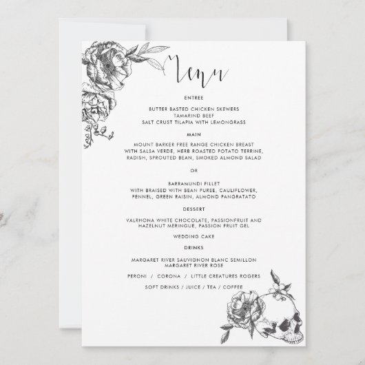 Gothic Hand-getrokken Kaart van het Menu van Bloem (Voorkant)