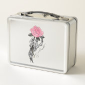 Gothic handbediende skelet met roze roze roze roze (Achterkant)